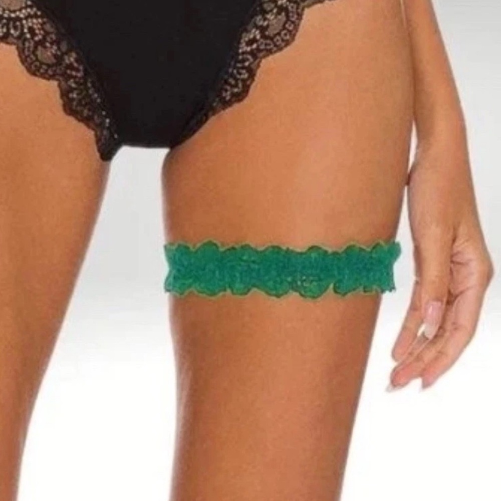 HAH X Free People One and Done Garter Emerald Green Headband Hair Tie Srunchie